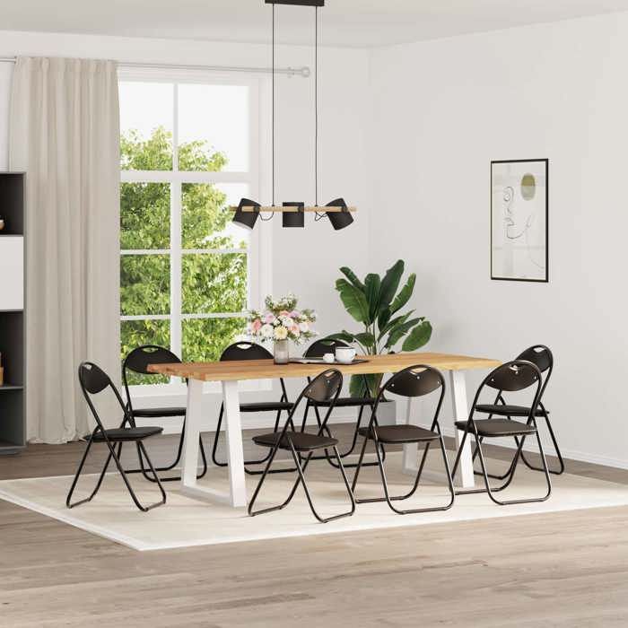 Chaise Pliante 8 Pc Noir 48 x 43 5 x 81 cm avec assise rembourrée et pliable pour Salle à Manger et Cuisine 39271