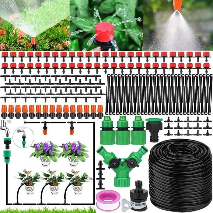 Kit d'irrigation goutte à goutte AMOUNE - 200Pcs - 50M - Noir Vert - Protection anti-UV