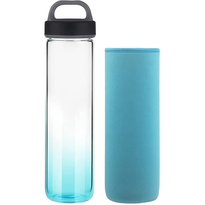 Gourde En Verre Borosilicaté Wessper 1L – Océan – Avec Protection Et Bouchon Anti-fuite