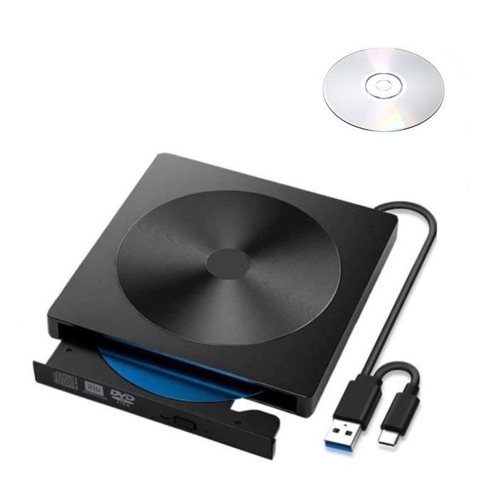 Lecteur Graveur DVD CD Externe USB 3.0 type-C Ultra Slim Portable- Graveur Lecteur Externe avec 8.5G CD/DVD