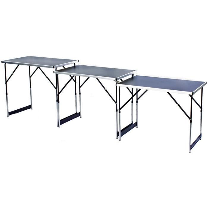 Table Pliante Multifonction 100x60cm - Hauteur Réglable 72-93cm - Noir - Pour Camping, Jardin, Marché