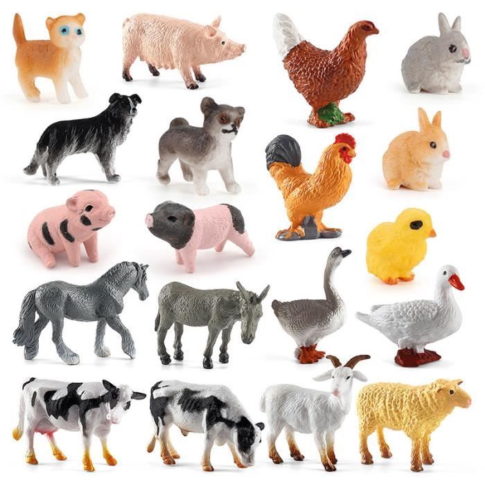 Gukasxi Lot de 16 figurines d'animaux de la ferme - Mini animaux de la ferme  réalistes 