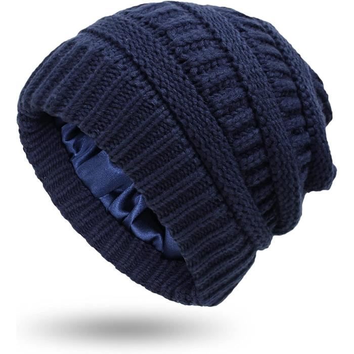 Bonnet D'Hiver Doublé Satin Pour Femme - Motif Tête De Mort, Chaud & Protection Cheveux