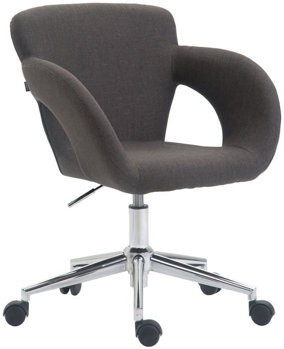 fauteuil de bureau sur roulettes en tissu gris fonce structure metal chrome
