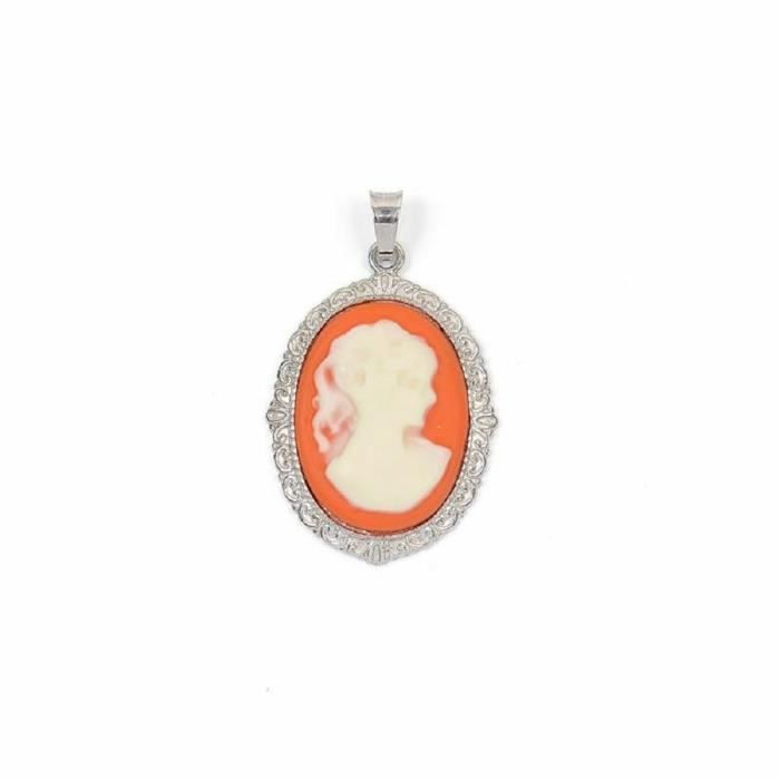 Pendentif Camée Ovale Argent 925 Rhodié - Sans Nickel - Bijou