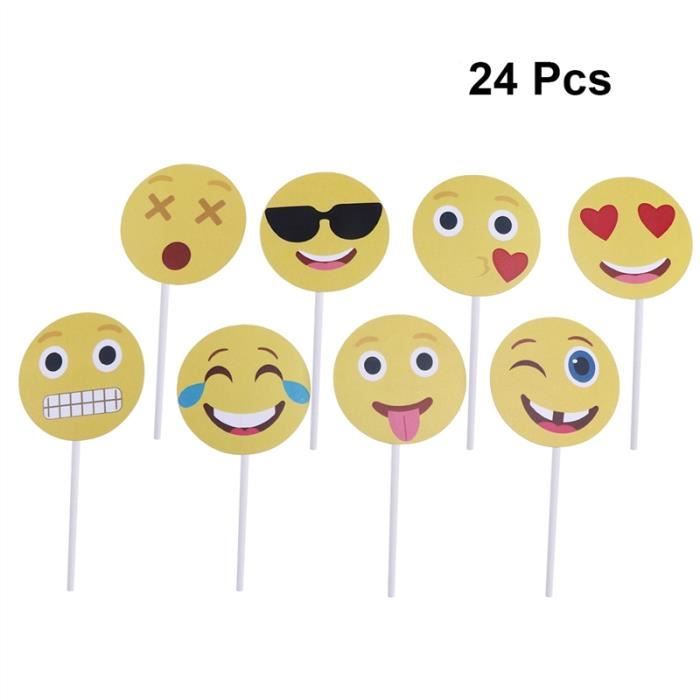 24 Pcs Emoticon Cake Toppers Creative Fete D Anniversaire Gateau De Choix De Aliments Decoration Fournitures Cdiscount Au Quotidien