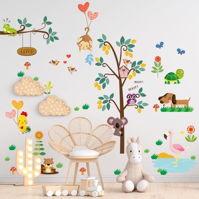 Stickers Muraux Animaux De La Jungle Autocollants Muraux Animaux Forêt