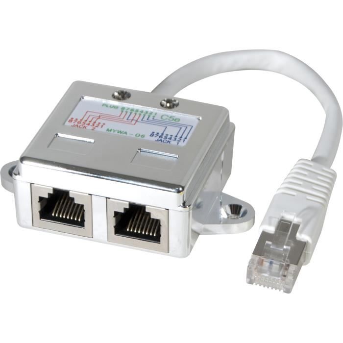 Splitter Doubleur Coupleur Ethernet RJ45 avec cordon 1,5 m
