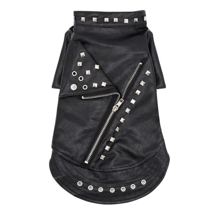 (Black / M)Veste en cuir pour chien et chat, manteau chaud pour automne et hiver, vêtements pour animaux de compagnie, tenues pour c