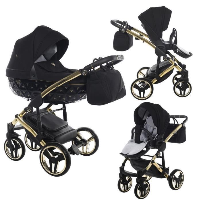 Poussette Junama Exclusive avec siège auto pour bébé et sélection Isofix by SaintBaby Black Gold 01 3en1 avec siège auto pour bébé
