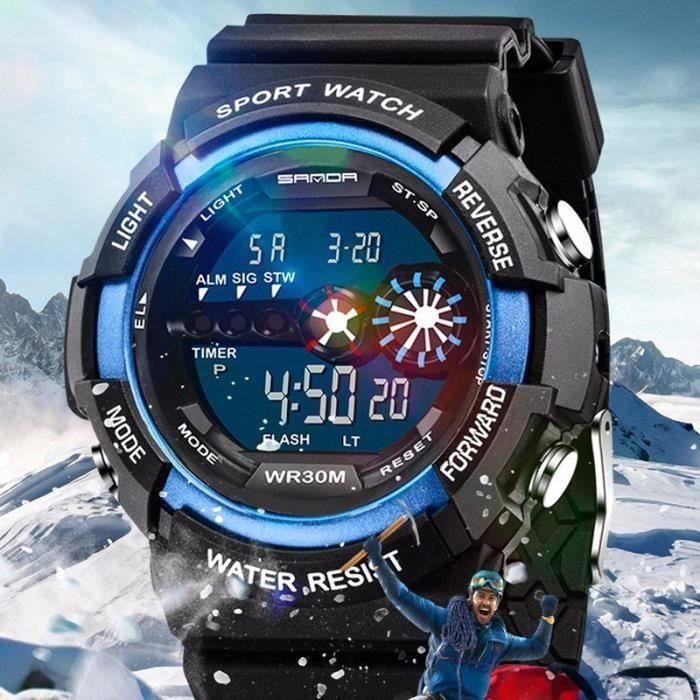 SANDA Luxe Marque Hommes Montres Montres Sport Montres Digital LED