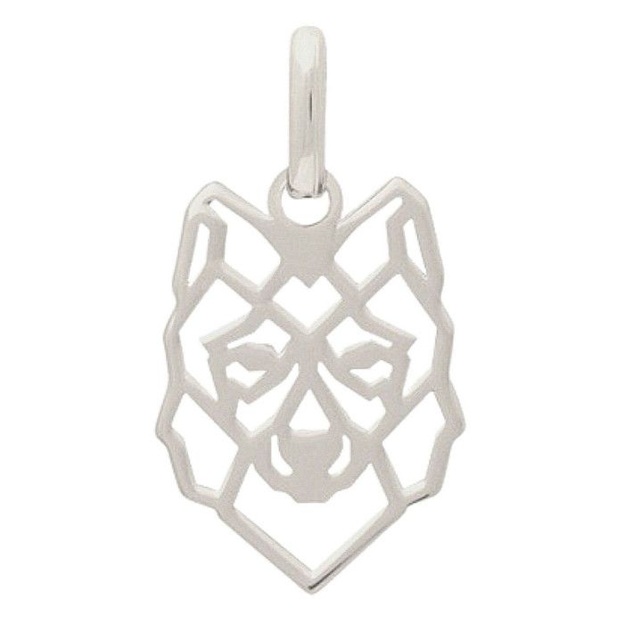 PENDENTIF LOUP<br> ORIGAMI (ACIER)