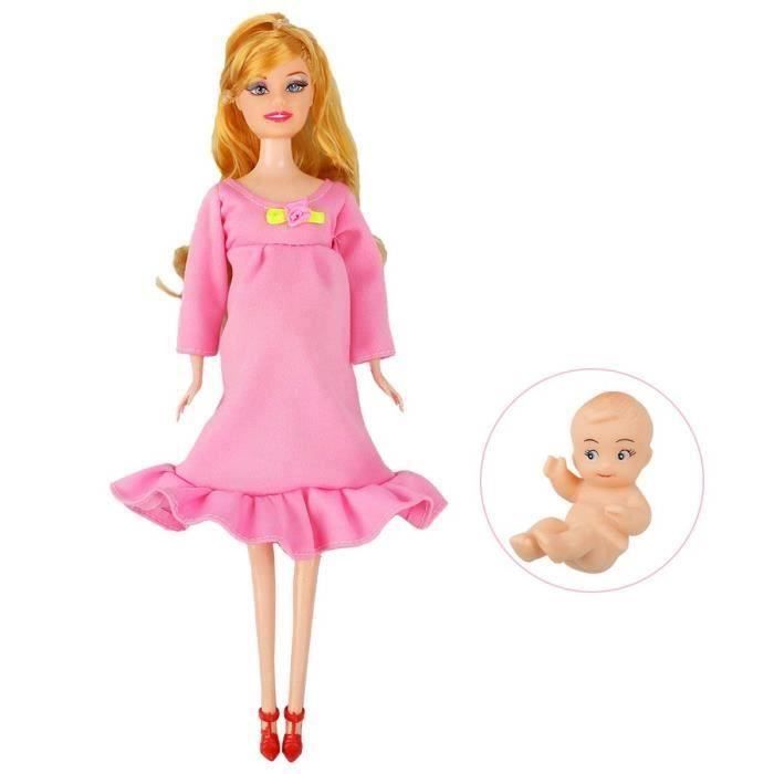GZ Poupee enceinte maman a un bebe dans son ventre attrayant jouet Barbie pour Kid jouet educatif rouge fonce Cdiscount Jeux Jouets