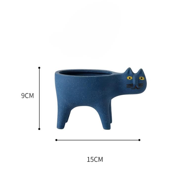 Style Bleu Sable Queue De Singe Pot De Fleur Chat Mignon Vase En Ceramique Cactus Pot De Plante Succulent Pot De Fleur Decoration Cdiscount Maison
