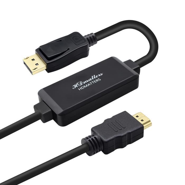Câble convertisseur HDMI vers Displayport 4K 60HZ, adaptateur de câble HDMI  2.0 vers Port d'affichage pour PS4, XBox, ordinateur portable