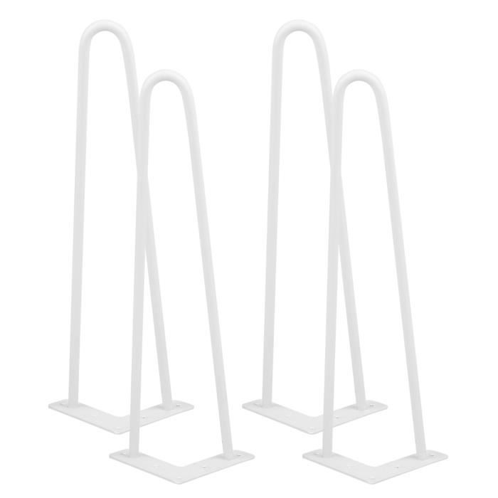 Lot de 4 pieds de table blancs en fer - Hauteur 41cm - Pour bureau/salle à manger/console