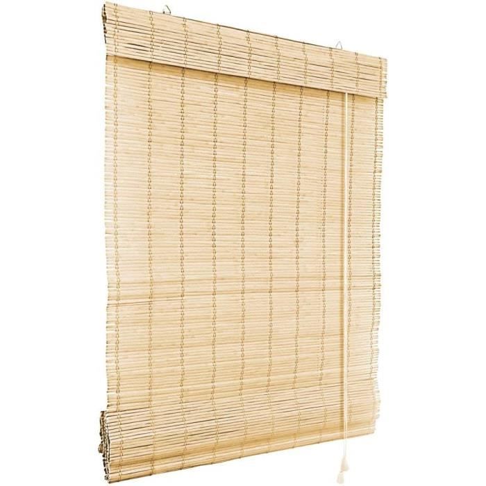 Store En Bambou Opaque Victoria M. 110x130cm Cerise - Protection Solaire Et Intimité Avec Tirage Latéral