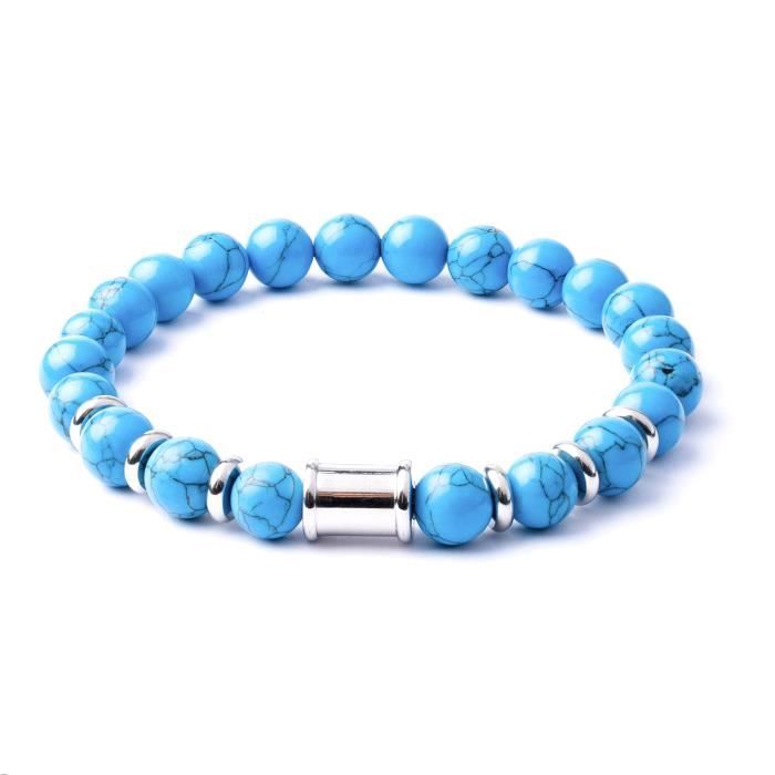 Bracelet Pierre Naturelle Turquoise 7mm , Bracelet perle , Pierre