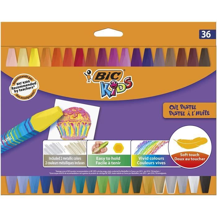 bic kids pastel a l huile couleurs assorties etui carton de 36 cdiscount beaux arts et loisirs creatifs coloriage char combat