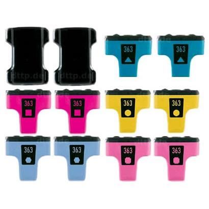 Pack 5 Cartouches QUALITONER Compatibles HP 363XL – 2 Noir + Cyan + Magenta + Jaune – Neuf Sous Blister