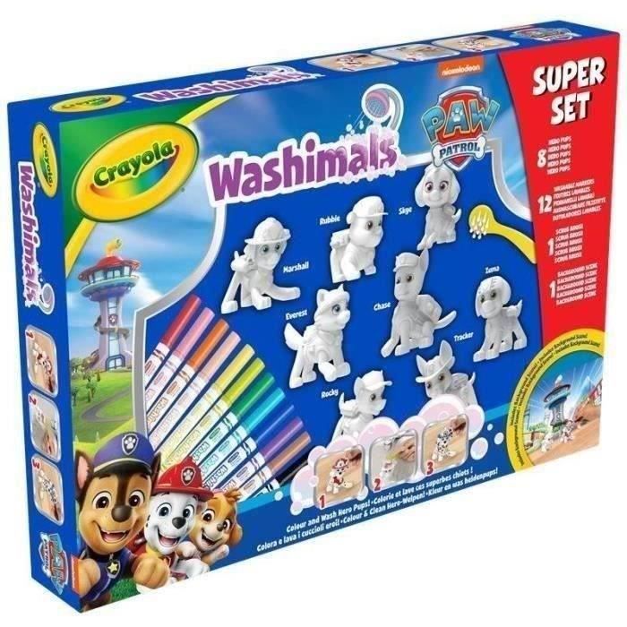 Washimals - Mes animaux à colorier - CRAYOLA - Super Set 8 animaux PatPatrouille - Dès 3 ans