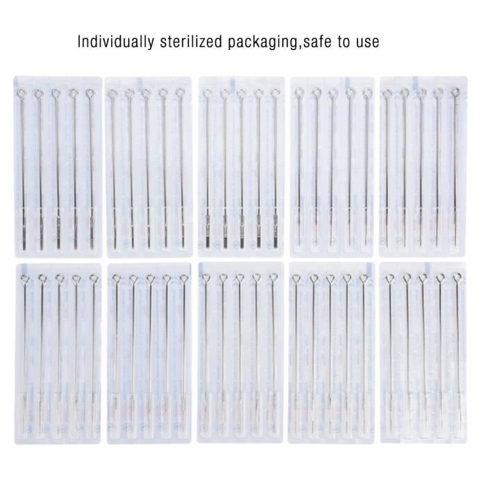 Kit De 8 Aiguilles De Piercing Stériles – 14G Et 16G, Avec Clip Et Pince, Pour Oreille, Nez, Nombril, Etc.