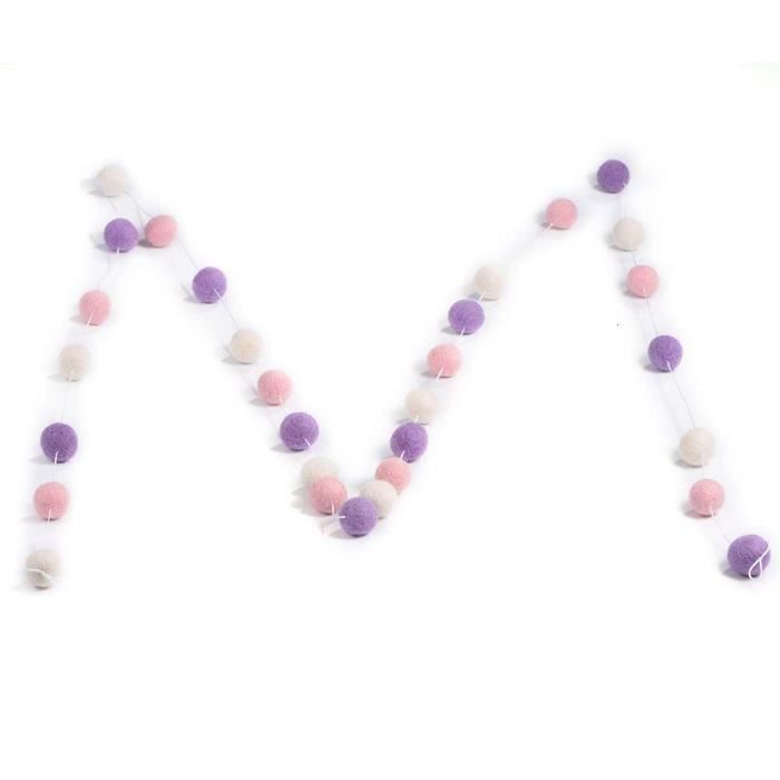 Banderole Boule Laine En Feutre 30pcs Assorties Pompons 2m Guirlande Suspendu Deco Artisanale Chambre Maison Blanc Rose Violet Cdiscount Beaux Arts Et Loisirs Creatifs
