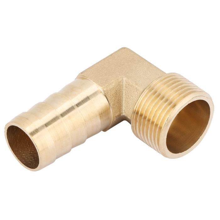 Raccord Coude 90° En Laiton - 3/8" Barb X 3/8" NPT Mâle - Pour Tuyaux Eau, Air, Carburant