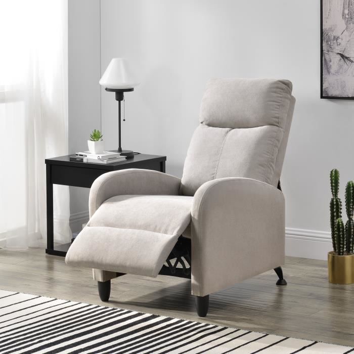 fauteuil relaxant bregenz inclinable et repose-pieds textile marron