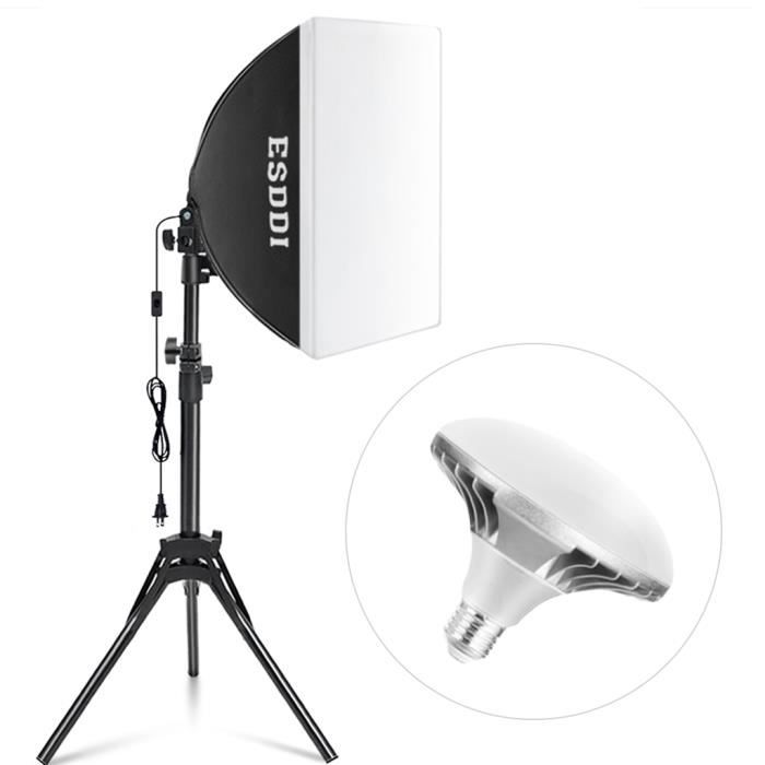 ESDDI Softbox Kit Éclairage LED Boite à Lumière Continue et 5400K Ampoule LED 450W E27 pour le Tournage de Produits et la Vidéo