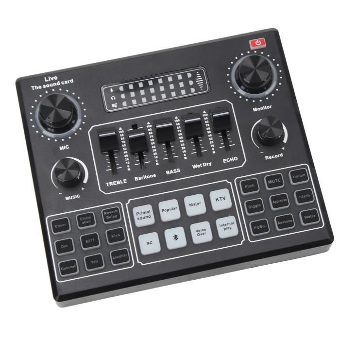 ESTINK table de mixage sonore Carte Son en Direct, Carte de Mixage Stéréo Bluetooth
