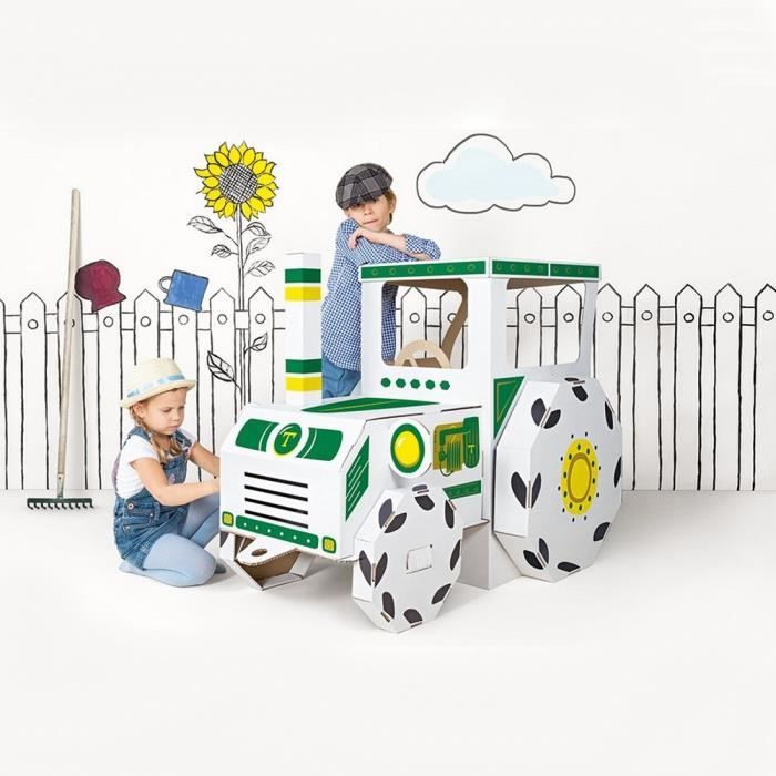 Grand Tracteur En Carton A Construire Dessiner Colorier Et Decorer Maison Cdiscount Jeux Jouets
