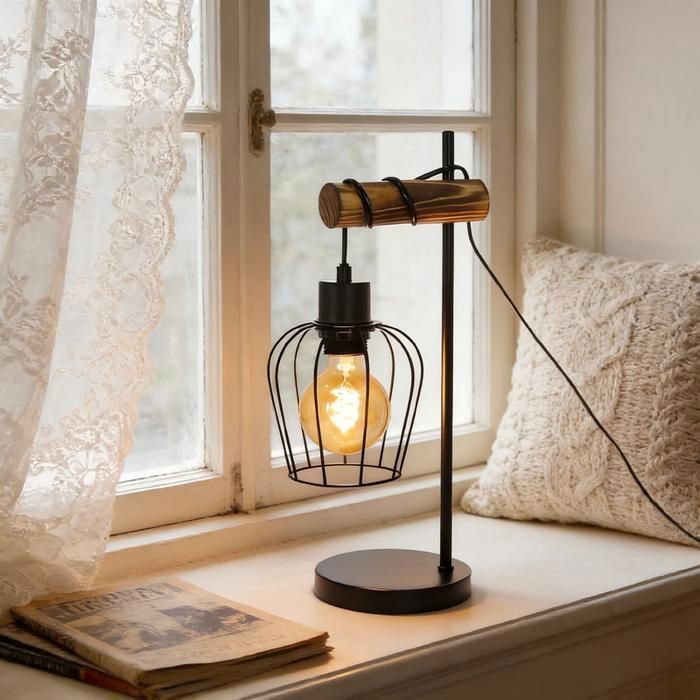 Abat-jour tissu coton imprimé rétro, lampe à poser motif rétro sixties Abat-jour tissu coton imprimé rétro, lampe à poser motif rétro sixties