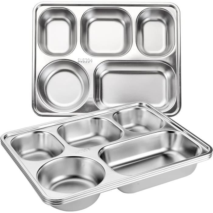 Assiette - Tou[n2340] - Plateau à compartiments - Acier inoxydable - Rose - Pour enfant