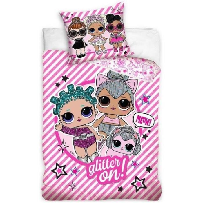 Housse de Couette Parure de lit LOL Surprise poupée Glamour L.O.L Coton
