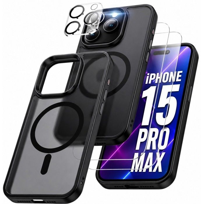Coque Pour IPhone 15 Pro Max MASSILIA TECH Transparente 2x Vitre coque-pour-iphone-15-pro-max-massilia-tech-transparente-2x-vitre
