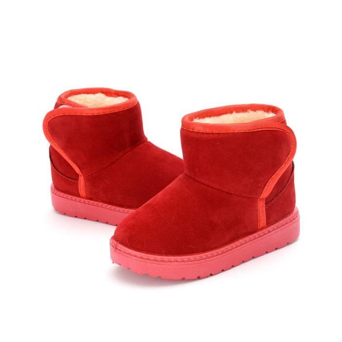 Bottes de neige pour enfants bottes pour enfants épaissies et chaudes rouge
