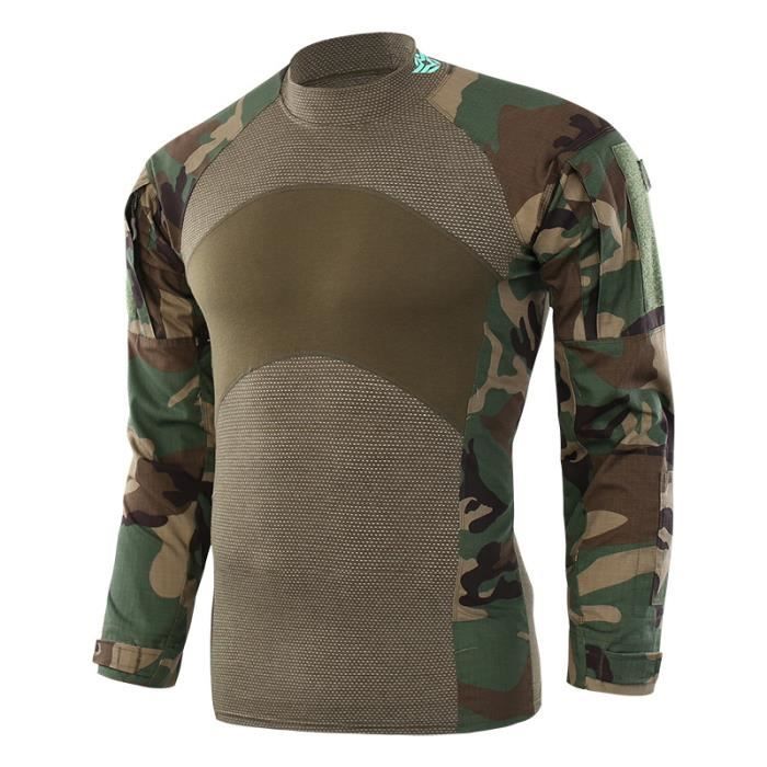 Formesy Chemise de Combat Militaire Homme Airsoft Shirt Tenue Camouflage Uniforme Tactique Séchage Rapide à Manches & Pantalon Costume Tenues de Combat Pantalon Paintball 