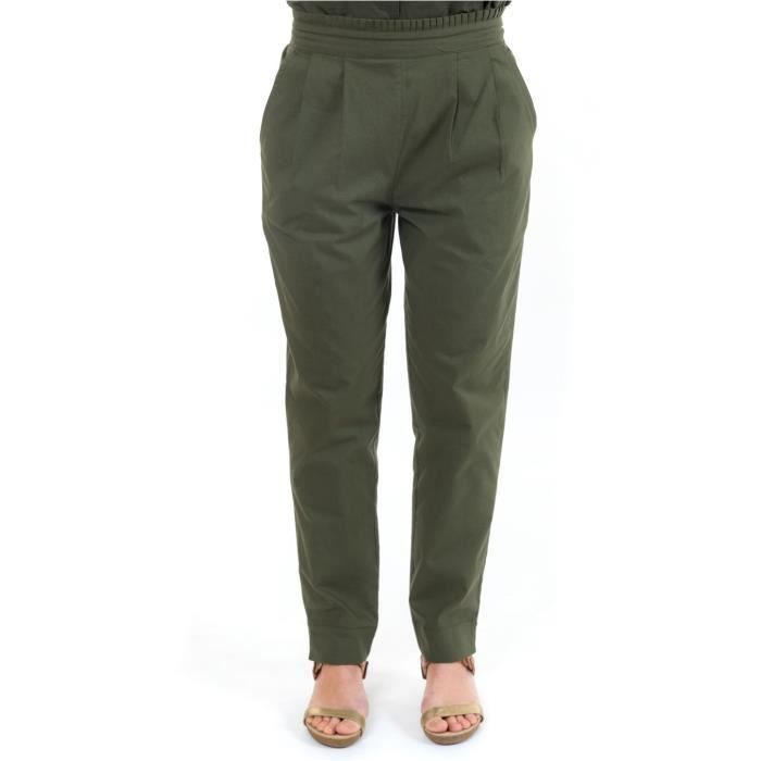 Pantalon carotte kaki femme clearance