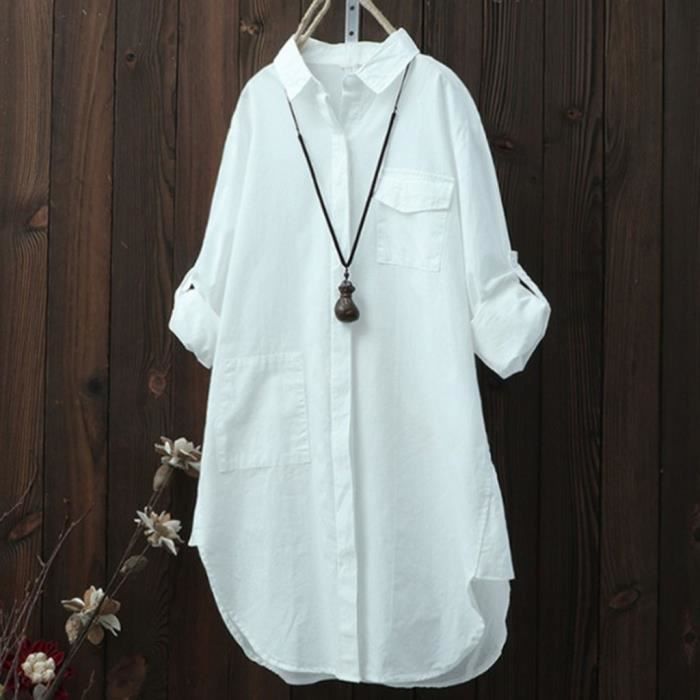 Chemise manches longues manches longues en lin et coton