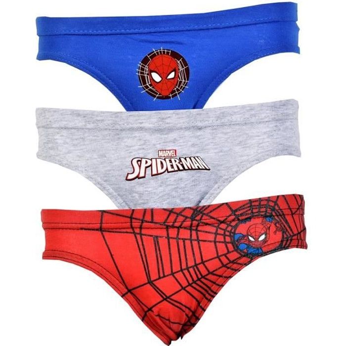 Slips Enfant Licence MARVEL Pack de 3 Slips SPIDERMAN Coton Confortable