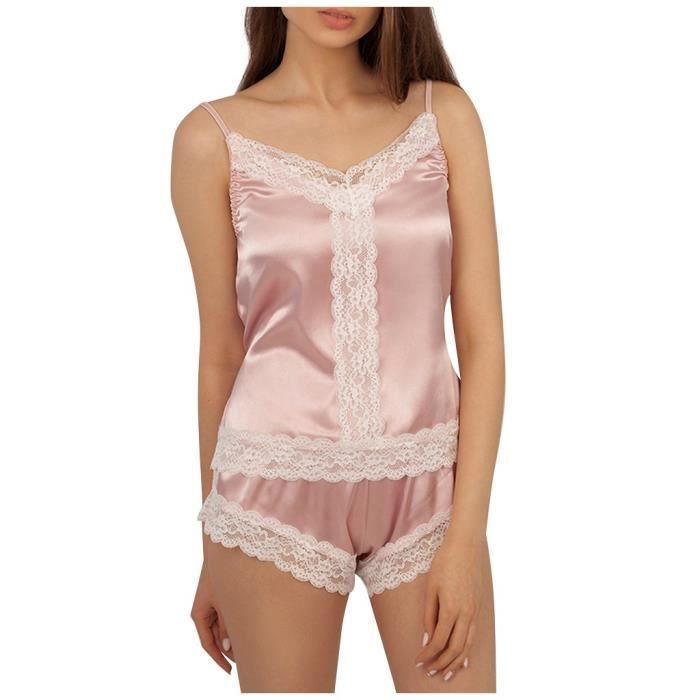 Body Combinaison Dentelle Lingerie Soie Sous vetement Vetements de nuit Sous vetement Pyjama Satin n42876 Rose Cdiscount Pret a Porter