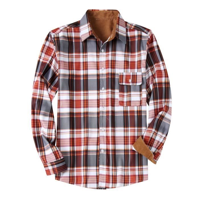 Chemise Homme Chaps à Carreaux Rouge - Taille L, Manches Longues, Coton - Occasion En Très Bon état