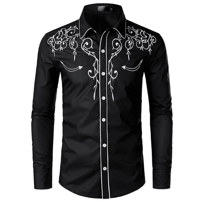 YONGHS Chemise Homme Manches Longues Brod e El gant Soir e