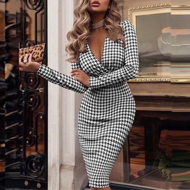 Robe Femme Manches Longues En Velours - Col En V, Taille Haute, Fente Sur La Jambe, Pour Soirée, Noël, Cocktail (automne/hiver)