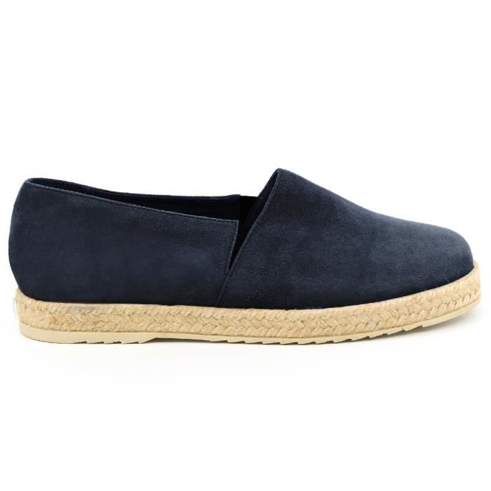 MADE IN FRANCE Espadrilles femme en daim et cuir bleu marine - Made in France - Taille 39