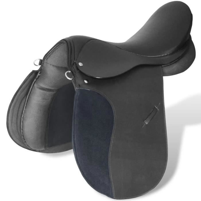 Comparer les prix de Omabeta - Équitation - Set de selle équitation 17,5' en cuir véritable 18 cm 5 en 1 noir HB05052