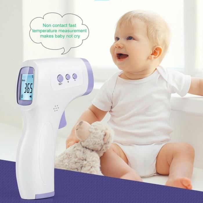 Thermomètre frontal infrarouge sans contact pour adultes et enfants avec écran LCD Outil de température laser numérique Jasnyfall violet 