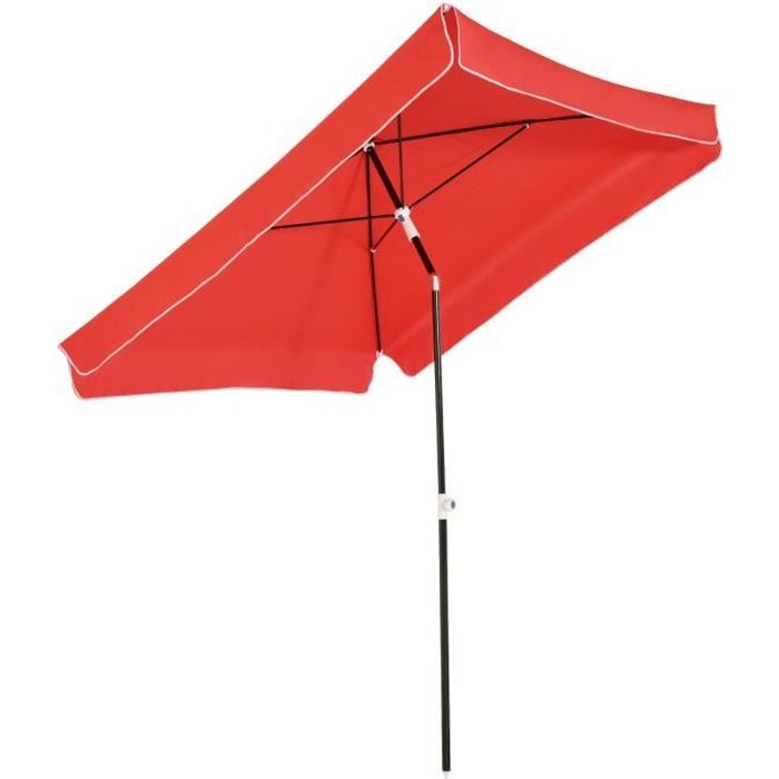 Parasol inclinable rectangulaire OUTSUNNY - Rouge - 200x200x260cm