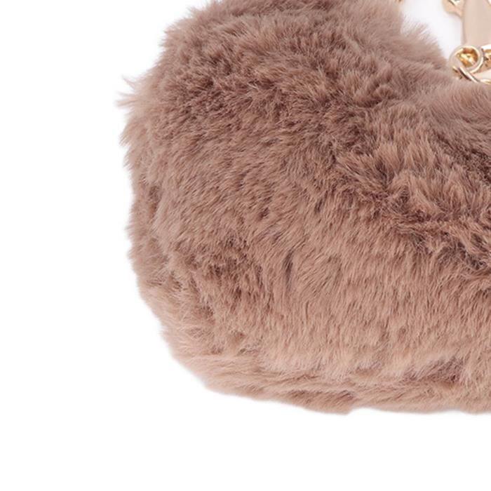 Porte-clés En Peluche Pompon Orange - Décoration Fluffy Pour Clés, Sac, Voiture, 8 Cm, Métal Et Peluche Douce - 9